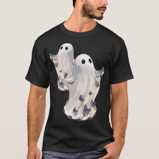 ハロウィンの小さな蝶と幽霊 Tシャツ (正面)