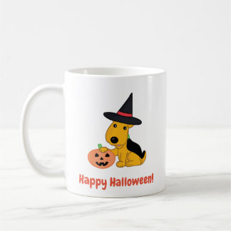 ハロウィンの小犬wの魔法使い帽子及びカボチャマグ コーヒーマグカップ