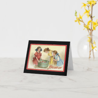 ハロウィンの少女たち　りんごをくわえる　ヴィンテージカード カード