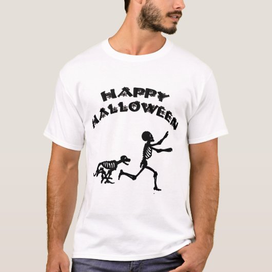 ハロウィンの少年と犬 Tシャツ (正面)