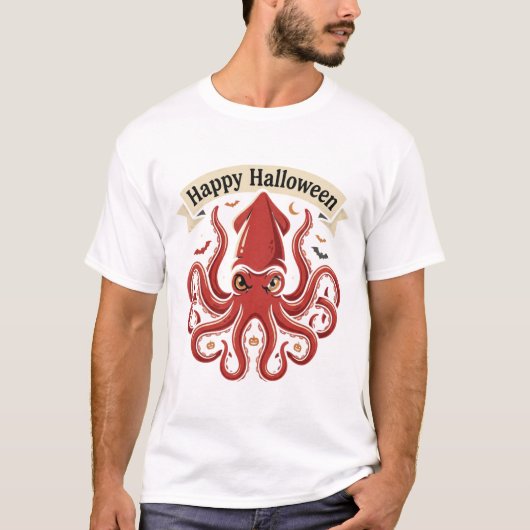 ハロウィンの巨大なイカ Tシャツ (正面)