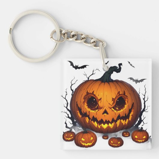 ハロウィンの巨大カボチャの光る目 👻 キーホルダー (正面)
