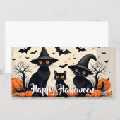 ハロウィンの帽子をかぶった三匹の黒猫 (正面/裏面)
