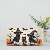 ハロウィンの帽子をかぶった三匹の黒猫 (スタンド正面)