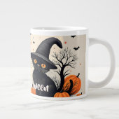 ハロウィンの帽子をかぶった三匹の黒猫 ジャンボコーヒーマグカップ (右)