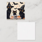 ハロウィンの帽子をかぶった三匹の黒猫 ノートカード (正面/裏面)