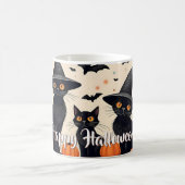 ハロウィンの帽子をかぶった三匹の黒猫 モーフィングマグカップ (中央)