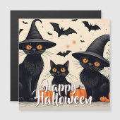 ハロウィンの帽子をかぶった3匹の黒猫 (正面/裏面)