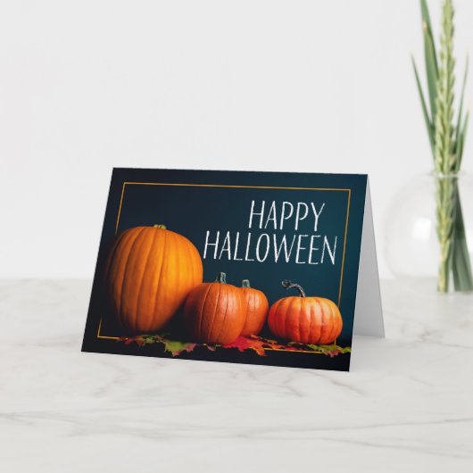 ハロウィンの幸せなカボチャ 静物写真 シーズンカード (正面)