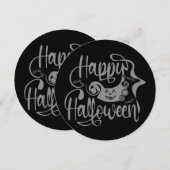 ハロウィンの幸せなコウモリとランタン 招待状 (正面/裏面)