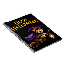 ハロウィンの幸せなタビー魔女の子猫 ノートブック