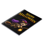 ハロウィンの幸せなタビー魔女の子猫 ノートブック (左側)