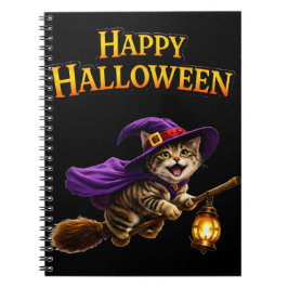 ハロウィンの幸せなタビー魔女の子猫 ノートブック