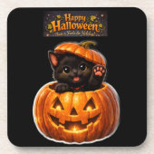 ハロウィンの幸せな猫 コースター (正面)