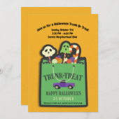 ハロウィンの幹または治療 招待状 (正面/裏面)