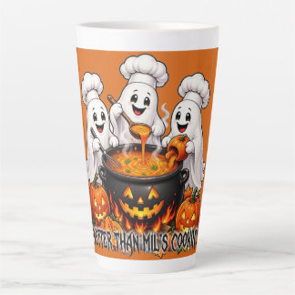 ハロウィンの幽霊おばけ「姑の料理よりマシ」 カフェラテマグ