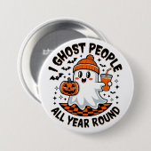 ハロウィンの幽霊がかわいい 缶バッジ (正面&裏面)