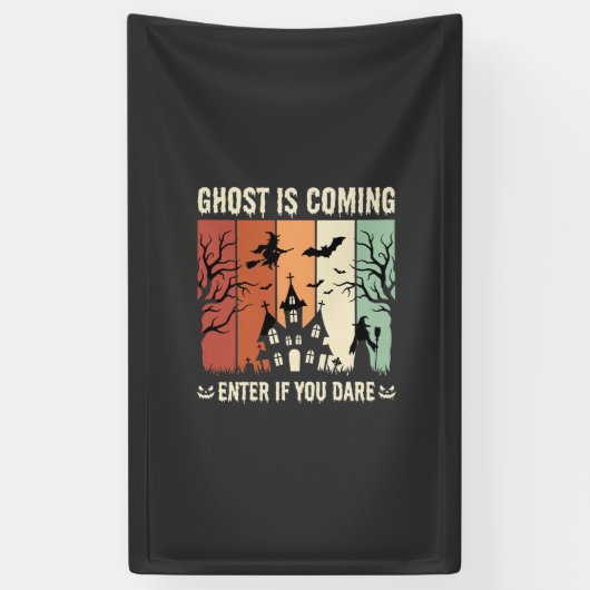 ハロウィンの幽霊がやってくるお化け屋敷 横断幕 (縦)