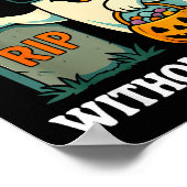 ハロウィンの幽霊がイケイケなTシャツ 救世主抜きで人生なんて怖すぎ ポスター (角)