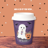 ハロウィンの幽霊がデザインされたかわいい紫色の紙コップ 紙コップ