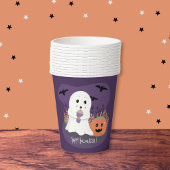 ハロウィンの幽霊がデザインされたかわいい紫色の紙コップ 紙コップ