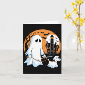 ハロウィンの幽霊が歩く犬 カード (黄色い花)
