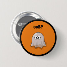 ハロウィンの幽霊が逆さまに「ブー」と言っている面白いデザイン