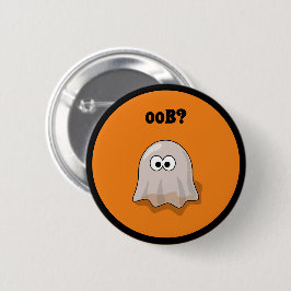 ハロウィンの幽霊が逆さまに「ブー」と言っている面白いデザイン 缶バッジ