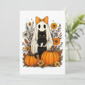 ハロウィンの幽霊が黒猫を持つ セーブザデート (スタンド正面)
