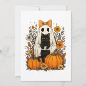 ハロウィンの幽霊が黒猫を持つ セーブザデート (裏面)