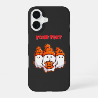 ハロウィンの幽霊とかぼちゃとオレンジ色の豆 iPhone 16ケース