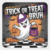 ハロウィンの幽霊とかぼちゃの面白いデザイン スクエアシール (正面)