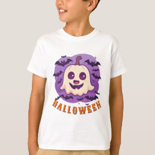 🎃ハロウィンの幽霊とカボチャのトリック・オア・トリート Tシャツ