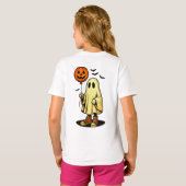 ハロウィンの幽霊とカボチャバルーン Tシャツ (裏面フル)