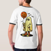 ハロウィンの幽霊とカボチャバルーン Tシャツ (裏面)