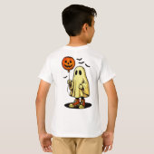 ハロウィンの幽霊とカボチャバルーン Tシャツ (裏面フル)
