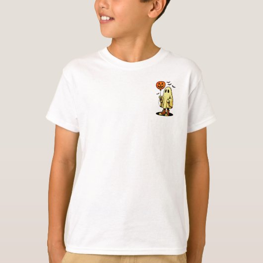 ハロウィンの幽霊とカボチャバルーン Tシャツ (正面)