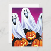 ハロウィンの幽霊とカボチャ ノートカード (正面/裏面)