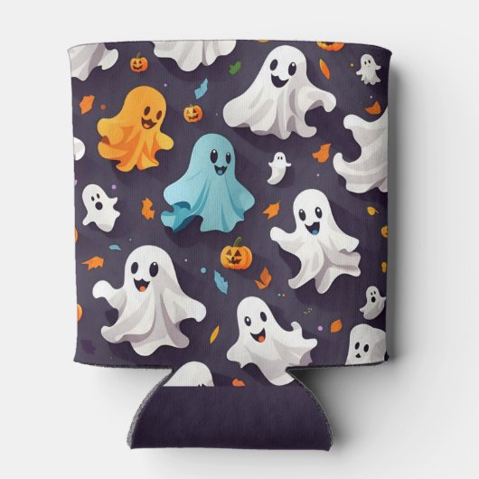 ハロウィンの幽霊とカボチャ 缶クーラー (裏面)