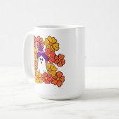 ハロウィンの幽霊と秋の花 コーヒーマグカップ (正面左)