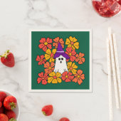 ハロウィンの幽霊と秋の花 スタンダードカクテルナプキン (インサイチュ)
