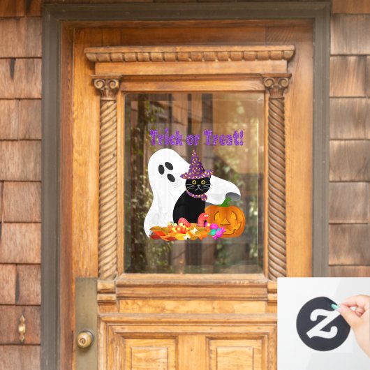 ハロウィンの幽霊と黒猫  ウィンドウサイン (ホームデコレーション)