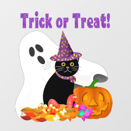 ハロウィンの幽霊と黒猫  ウィンドウサイン