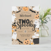 ハロウィンの幽霊のかぼちゃの2歳の誕生日パーティー 招待状 (スタンド正面)