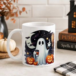 ハロウィンの幽霊のかぼちゃ コーヒーマグカップ
