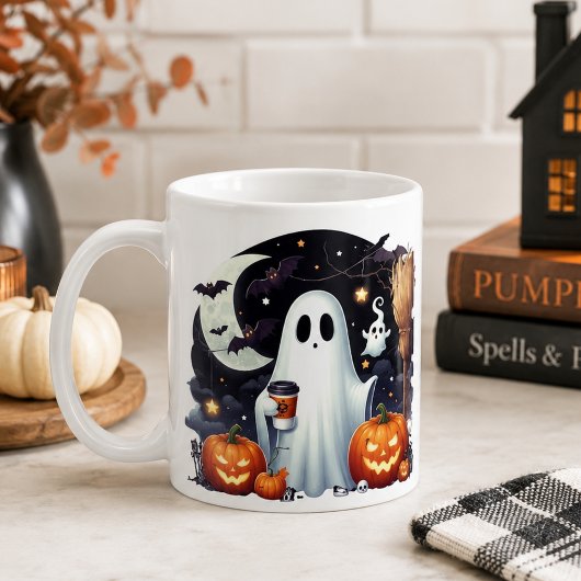 ハロウィンの幽霊のかぼちゃ コーヒーマグカップ