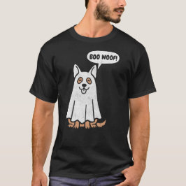 ハロウィンの幽霊のジャーマンシェパードの面白いデザイン Tシャツ