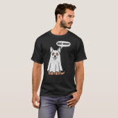 ハロウィンの幽霊のジャーマンシェパードの面白いデザイン Tシャツ (正面フル)