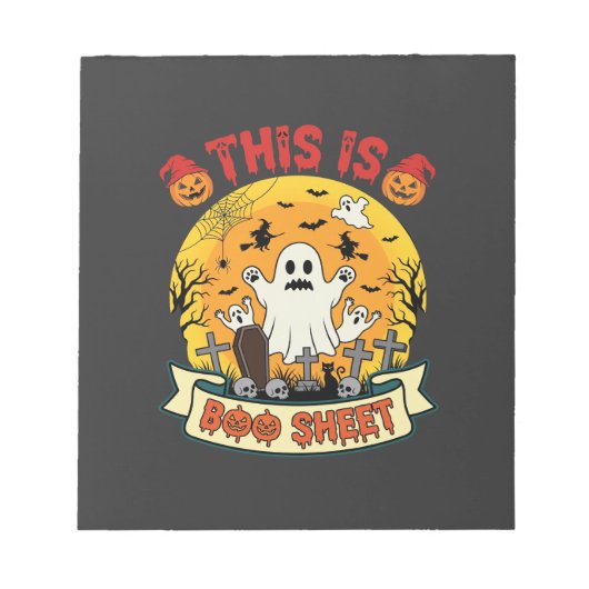 ハロウィンの幽霊の墓地の面白いお化けシート ノートパッド (正面)