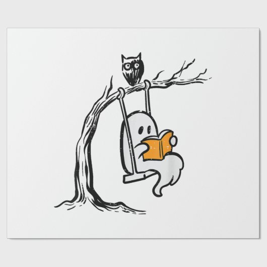 ハロウィンの幽霊の揺れ読み  ラッピングペーパー (フラット)